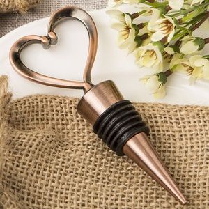 25 Heart shaped metal bottle stoppers